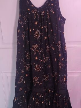 torrid Black Dress with Gold Celestial Print